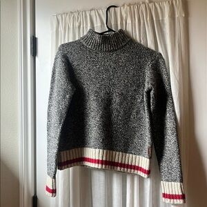 Roots Cabin Sweater Womens Medium In Grey Oat Mix Mock Neck  Pullover Wool Blend